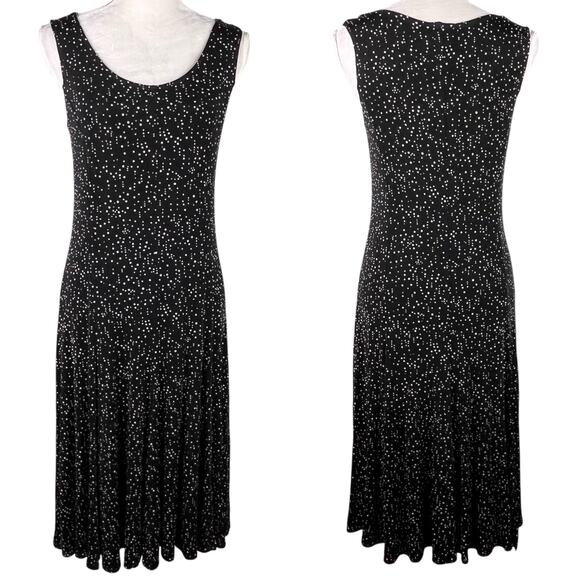 Chico's Travelers Dress Midi Size 1 Sleeveless Black White Polka Dots 8 - Picture 1 of 12